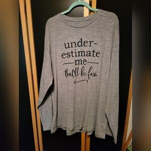 3X Gray Long Sleeve Graphic Tee